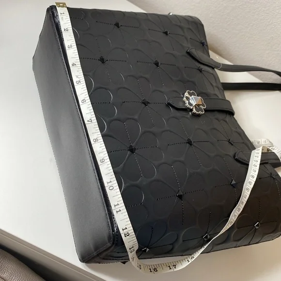 Kate Spade New York KACI SPADE Flower EMBOSSED Small Tote Women's Handbag, Black - Picture 8 of 10